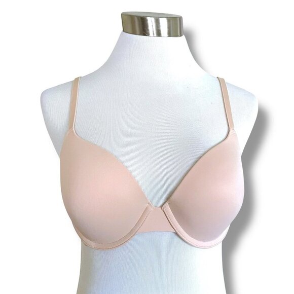 Victorias Secret 34C Bra Tan Wear Everywhere T-shirt Lightly Lined Underwire - Picture 3 of 7